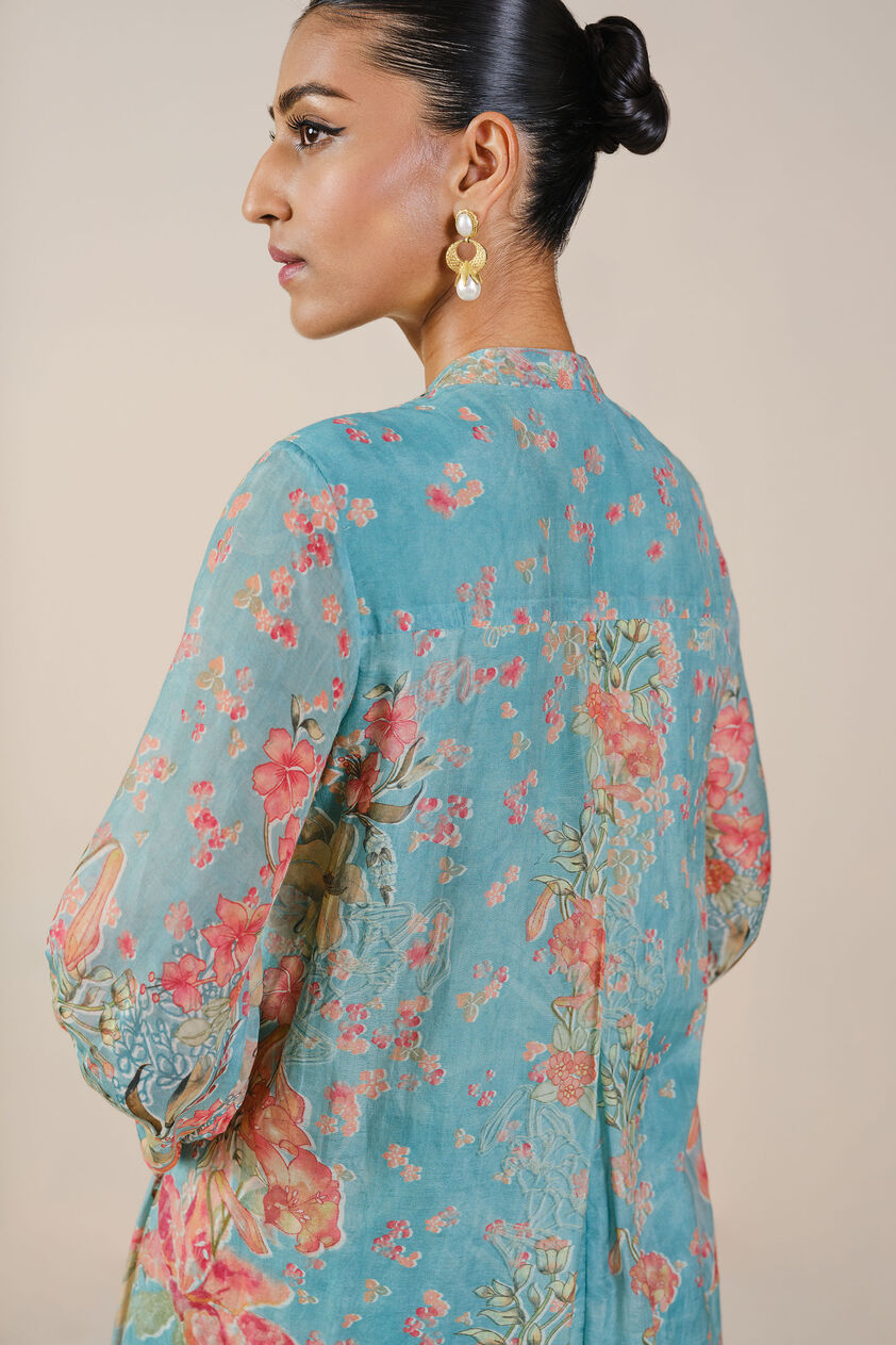 Nyneve Printed Mul Kurta Set - Aqua, Aqua, image 6